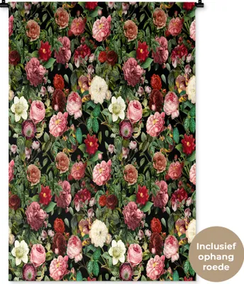 Produktbild von MuchoWow® Wandteppich Wandbehang Blumen - Vintage - Rosen 90x135 cm Tapisserie Dekoration Wandtuch - Baumwolle - Wandskulptur