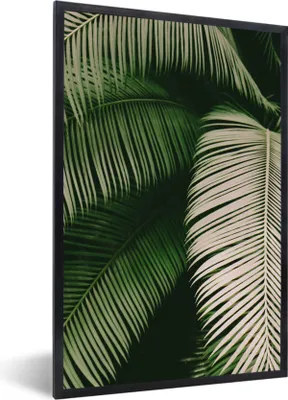 Produktbild von MuchoWow® Gerahmtes Poster Palmwedel - Sommer - Tropisch 40x60 cm - Poster mit Schwarzem Bilderrahmen Wandposter Rahmen Foto Bilder - Papierdruck - Wandbilder