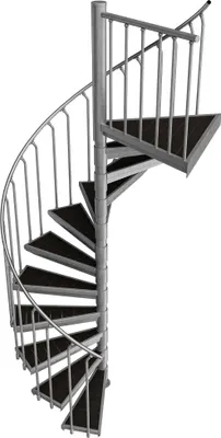 Produktbild von Spindeltreppe Ø 160 cm | Höhen: 216-233 cm | 11 Stufen, ein Podest | WPC-Stufenbelag, Feuerverzinkt