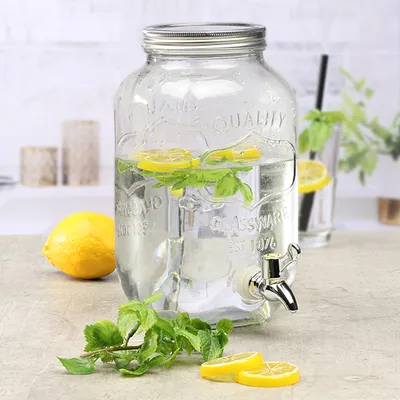 Produktbild von Getränkespender aus Glas mit Zapfhahn für Kaltgetränke, 3 Liter, Ø 14 x H 26,5 cm