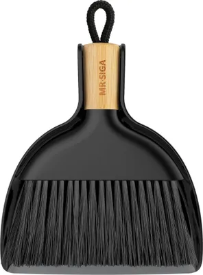 Image de MR.SIGA Mini set pelle et brosse avec manche en bambou noir