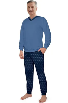 Obrázok produktu pre Pánske seniorské pyžamo Rafael - bavlna Světlemodrá-tmavěmodrá 3XL