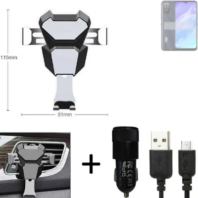 Produktbild von K-S-Trade KFZ Halterung kompatibel mit Tecno Pop 5X Halterung Lüftungshalterung Lüftungsschlitz schwarz-silber Autohalterung Handy inkl. KFZ