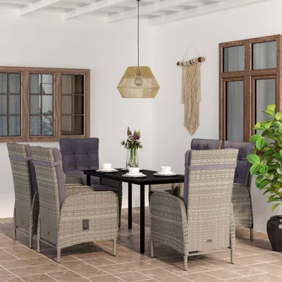 Image de Durable Ensemble de meubles de jardin Balcon Ensemble de 7 pièces de salon de jardin avec coussins Gris et noir - Ensemble de meubles de jardin Octo2101691 4parcel