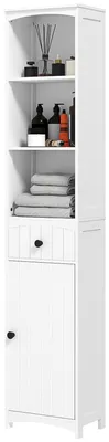 Produktbild von Badezimmerschrank mit 3 Regalen, 1 Schublade, robust, MDF, Wei?