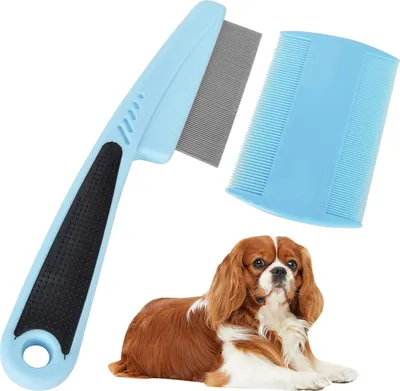 Produktbild von Flohkamm für Hunde Katzen Haustier Staubkamm, Profi Läusekamm Rostfreier Stahl Pet Kamm Haustierkamm Nissenkamm zum Entfernen Flöhe, Doppelseitiger Kamm mit Feinen Zähnen Effektiv Gegen Läuse, Zecken