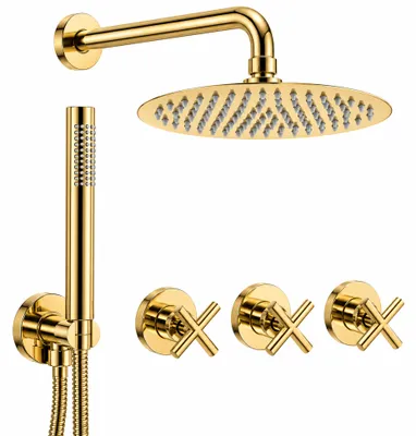 Produktbild von Silla Veranni Unterputz Duschset Gold, Regendusche, S-1127, Messing
