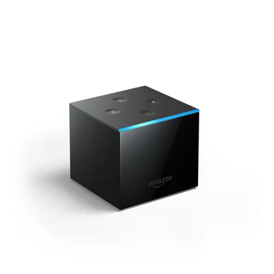 Produktbild von Amazon Fire TV Cube, Schwarz, H.264, H.265, BMP, GIF, JPEG, PNG, Tasten, AC3, EAC3, FLAC, LC-AAC, MP3, PCM, Vorbis, Wave, Blau