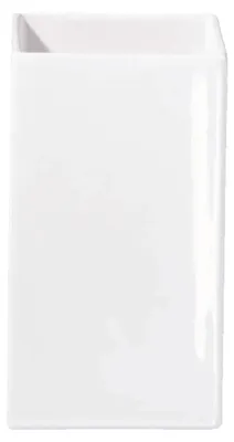 Image de Vase décoratif en céramique, finition brillante, blanc, dimensions : 12 x 12 x 30 cm