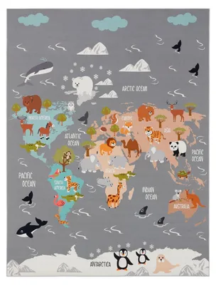 Produktbild von TT Home Kinderteppich Babyzimmer Teppich Kinderzimmer Rutschfest Tiere Weltkarte Autos Größe 120x160 cm