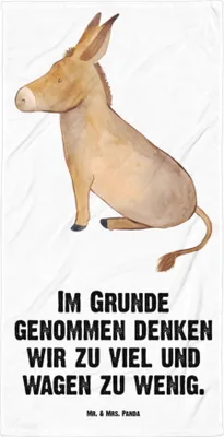 Produktbild von Mr. & Mrs. Panda Handtuch Esel - Weiß - Geschenk, Strandtuch, Großes, Lustige Sprüche, Mut, Badehandtuch, Ziel, Weisheit, Erfolg, Positive Gedanken, Duschtuch