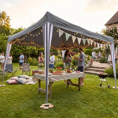 Produktbild von Pergole Gartenpavillonzelt Pavillon 3x3m Partyzelt Farbe grau #4366