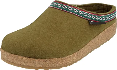 Produktbild von Haflinger Damen Herren Pantoffel Filz mit Azteken Muster Grizzly Franzl 711001, Größe:41 EU, Farbe:Grün