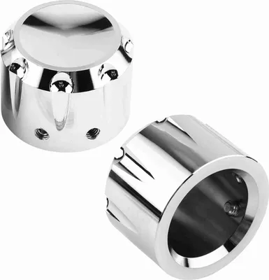 Obrázek produktu pro 2 ks CNC hliníkové kryty matic přední nápravy motocyklu ve tvaru lebky (pokovené)