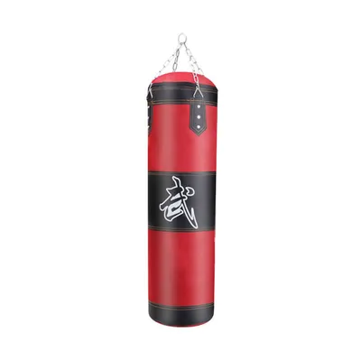 Obrázek produktu pro Boxovací pytel, 120 cm, bez opasku, roter Oxford-Stoff, inkl. Handschuhe, Hand-, Handgelenk- und Knöchelprotektoren, Kette und Deckenhaken