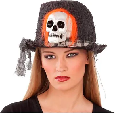 Obrázek produktu pro Halloweenská čepice s lebkou černá-oranžová-bílá