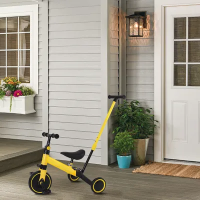 Produktbild von 4 in 1 Kinder Dreirad Laufrad Balance Fahrrad mit Schubstange für Kinder ab 1-3 Jahren Gelb