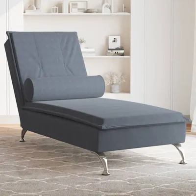 Produktbild von Möbel Massage-Chaiselongue mit Nackenrolle Dunkelgrau Samt - Recamieren 379451
