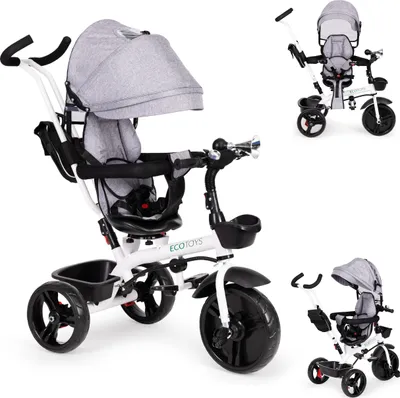 Obrázok produktu pre Otočná trojkolka s kapucňou 360° sivá