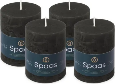 Produktbild von Spaas Rustikale Stumpenkerzen – Schwarz - 70/95mm - ca. 35 Stunden - 4 Kerzen