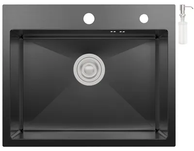 Produktbild von Edelstahlspüle & Küchenspüle 55 x 45 cm,pflegeleichte Küchenspüle, Kratzfest & Schallisoliert, Einbauspüle Schwarz,Cecipa Spülbecken mit Seifenspender, KI-generiertes Bild