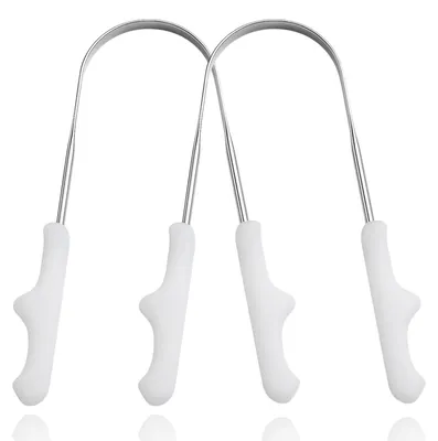 Imagen del producto de Limpiador de lengua de acero inoxidable 2 piezas para aliento fresco