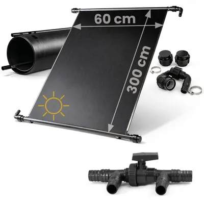 Produktbild von HAF Solarkollektor Poolheizung (2x 300x60cm) – Sonnenenergie für Gartenpool, Heizmatte um 20m³ Wasser mit Solar 6°C zu erwärmen (Mit Solarweiche)