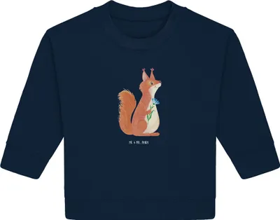 Produktbild von Mr. & Mrs. Panda Organic Baby Pullover Eichhörnchen Blume 12. - 18. Monat - French Navy - Geschenk, Spaß, Lachen, Spruch Positiv, Eichhorn, Lustige Sprüche, Bullover