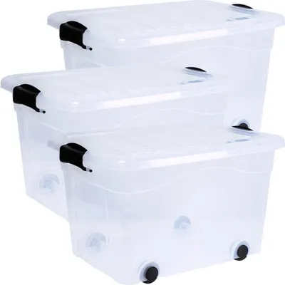Produktbild von Aufbewahrungsbox Anzio 20 l 3er-Set mit Rollen