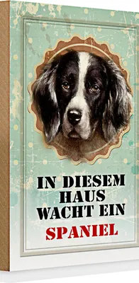 Produktbild von Holzschild Spruch Hund 20x30cm in diesem Haus wacht ein Spaniel