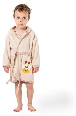 Produktbild von Ankibaby Baby Bademantel mit süßem Giraffenmotiv – Kapuzenbademantel aus 100% Ba