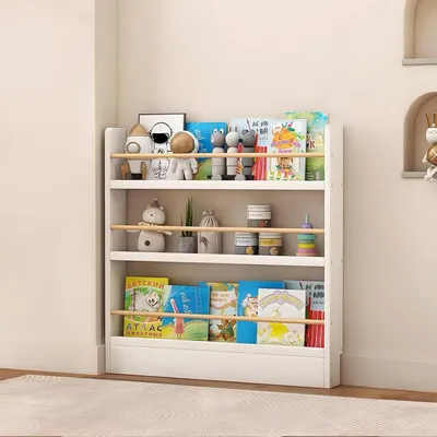 Image de Étagère bibliothèque pour chambre d'enfant, en bois, 3/4/5 étagères, blanche, dimensions : 89 x 120 x 10 cm