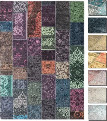 Produktbild von TESSO Living | Patchwork Teppich - Vintage Orientalisch - Kurzflor Wohnzimmer - bunt - 155 x 225 cm