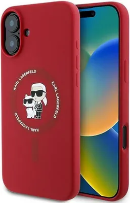 Produktbild von Karl Lagerfeld Klhmp16Mscmkcrhr Iphone16 Plus 6,7 Rot/Rot Hardcase Silikon Karl&Choupette Ring Magsafe