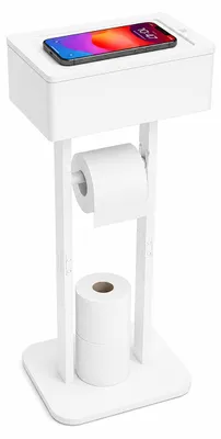 Toiletpapierhalter mit Feuchttücherbox, Weiß, 64,5x25x20 cm