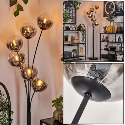 Produktbild von Fossobiubo Stehlampe aus Metall/Glas in Schwarz/Rauchfarben/Klar