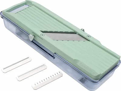 Produktbild von Benriner Mandoline / Gemüsehobel 64 mm Schnittbreite grün mit Auffangbehälter BN-3