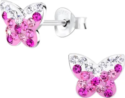 Produktbild von Schmetterling Ohrstecker Kristall Ohrringe Silber 925