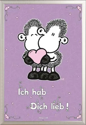 Image de Sheepworld - Poster - je t'aime + cadre interchangeable, Shinsuke® Maxi aluminium argenté, vitre acrylique
