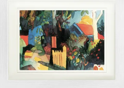 Produktbild von August Macke Gerahmtes Bild Mit Edlem Passepartout | Wand-Bilder | Im Bilderrahmen - Landschaft Mit Hellen Bäumen, 1914 (30 x 40 cm)