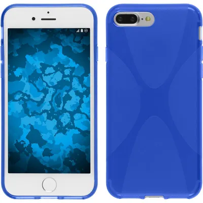 Produktbild von PhoneNatic Case kompatibel mit Apple iPhone 8 Plus - blau Silikon Hülle X-Style + 2 Schutzfolien