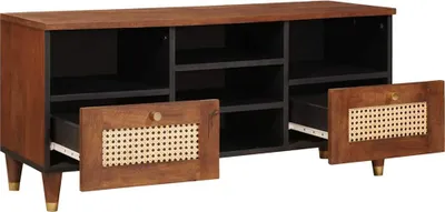 Zdjęcie produktu dla vidaXL Szafka pod TV z półką brązowa 100 x 33,5 x 46 cm lite drewno mango