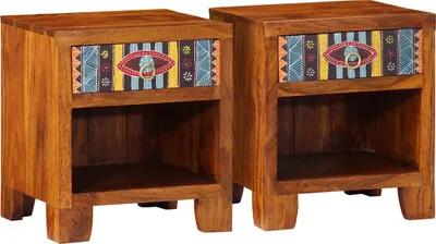 Produktbild von Nachttisch 2 Stk. 40x35x45 cm Massivholz Akazie