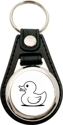 Produktbild von Huuraa Schlüsselanhänger Gummiente Silhouette Metall mit Kunstleder Schlüsselring Einkaufswagenchip Geschenkidee