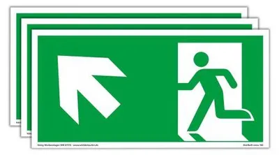 Produktbild von 3 Schilder Notausgang extra langnachleuchtend | PVC selbstklebend 297x148mm |...