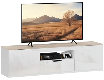 Produktbild von HOMCOM Hochglanz TV-Lowboard für Fernseher bis 65'', 3 Fächer, Schublade