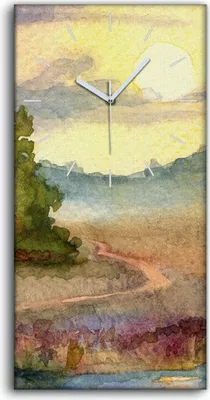Produktbild von Wandbild Leinwand Bilder Wanduhr Kunstdruck 30x60 Gemälde Aquarell Bäume Himmel - weiße Hände