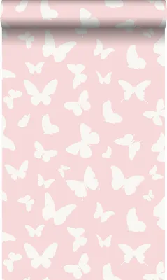Produktbild von Origin Wallcoverings Tapete Schmetterlinge Rosa und Weiß 53 cm x 10.05 m