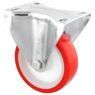 Produktbild von WAGNER Soft-Bockrolle/Möbelrolle Ø 100 mm, Transportrolle mit Rollenlager, Stahl, weiß/rot, Tragkraft 70 kg - 04340001