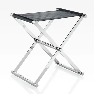 Klapphocker aus Metall, schwarz, rund, 34,5 x 45 x 45 cm